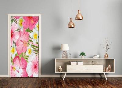 Self-adhesive door veneer Tropical flowers