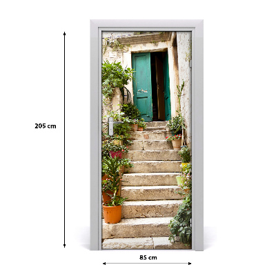 Self-adhesive door wallpaper Old stairs