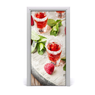 Self-adhesive door veneer Raspberries and drinks