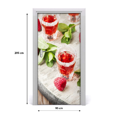 Self-adhesive door veneer Raspberries and drinks