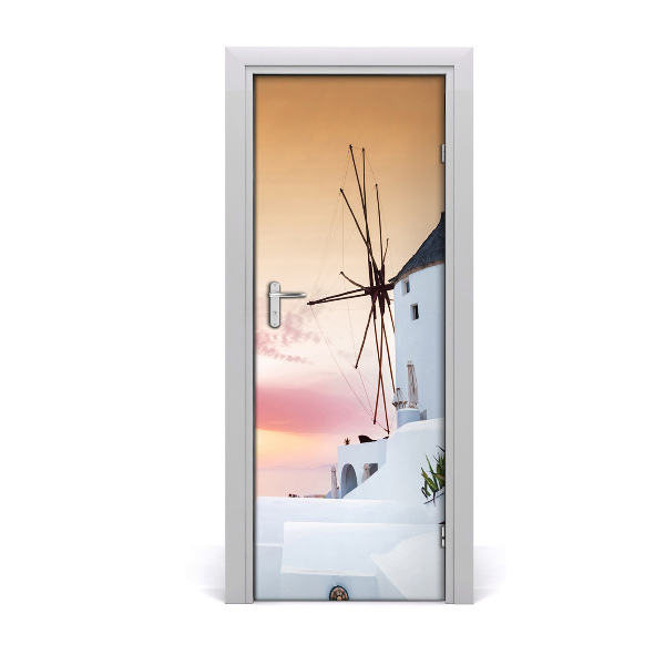 Self-adhesive door wallpaper Santorini greece