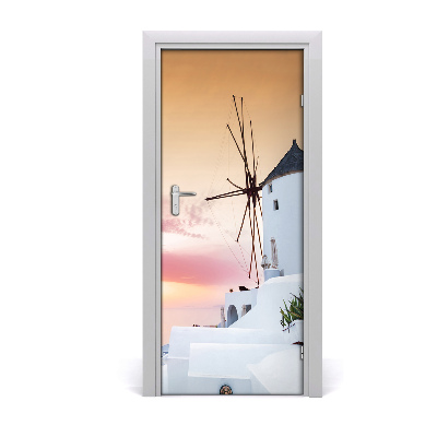 Self-adhesive door wallpaper Santorini greece