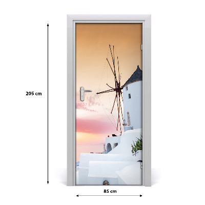 Self-adhesive door wallpaper Santorini greece