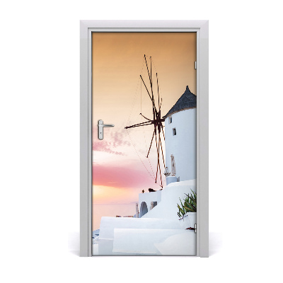 Self-adhesive door wallpaper Santorini greece