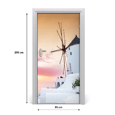 Self-adhesive door wallpaper Santorini greece