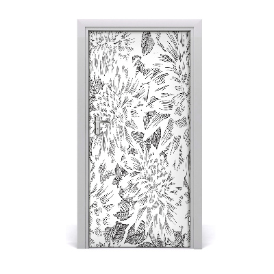 Self-adhesive door wallpaper Peonies