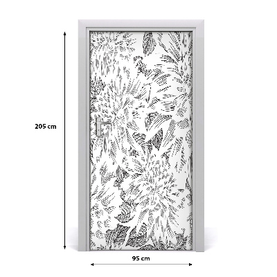 Self-adhesive door wallpaper Peonies