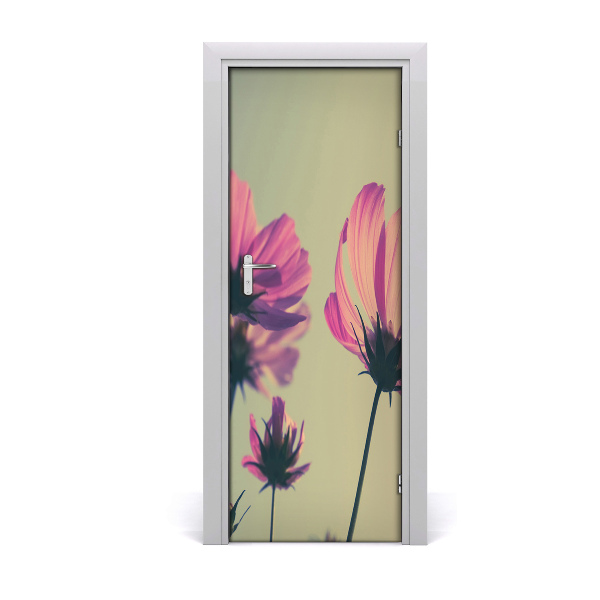 Self-adhesive door wallpaper Pink flowers