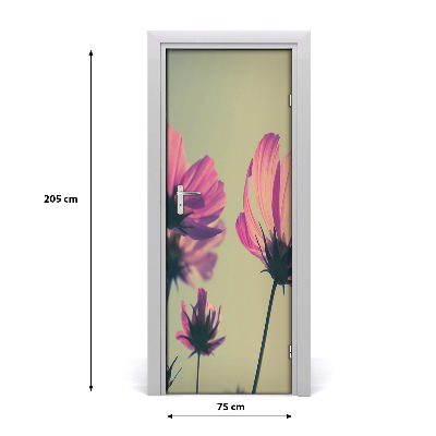 Self-adhesive door wallpaper Pink flowers