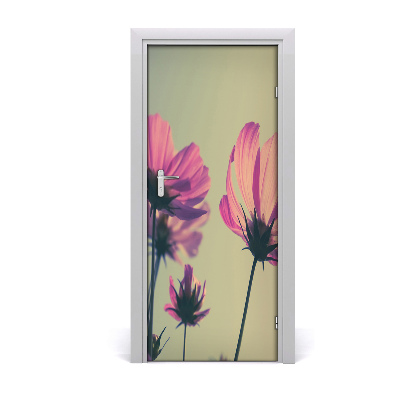 Self-adhesive door wallpaper Pink flowers