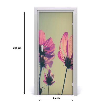 Self-adhesive door wallpaper Pink flowers