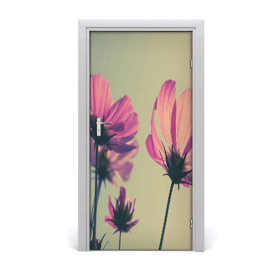 Self-adhesive door wallpaper Pink flowers