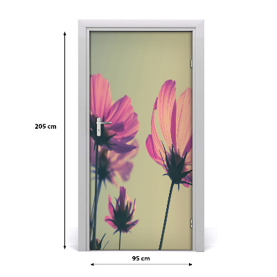 Self-adhesive door wallpaper Pink flowers