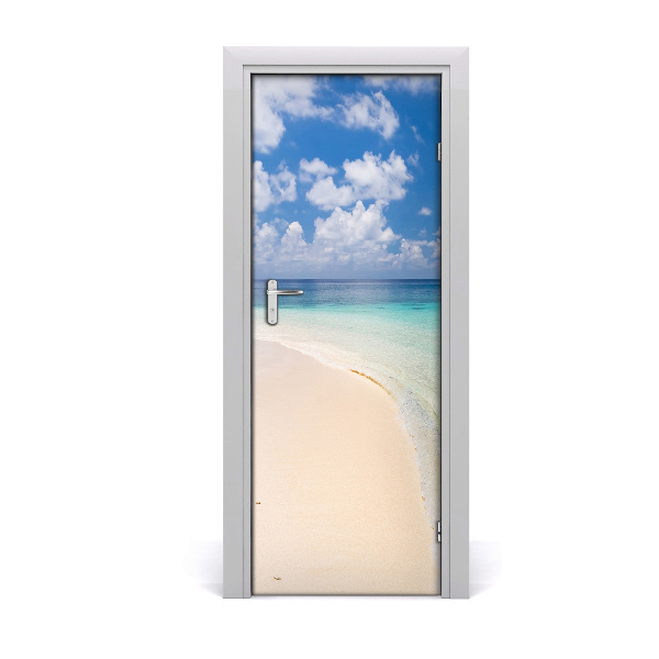 Self-adhesive door sticker Maldives beach