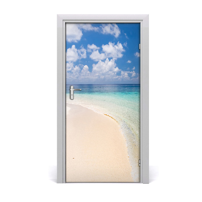 Self-adhesive door sticker Maldives beach