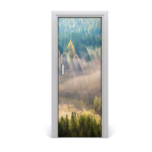 Self-adhesive door sticker Fog over the forest