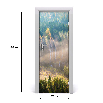 Self-adhesive door sticker Fog over the forest