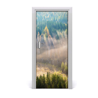 Self-adhesive door sticker Fog over the forest