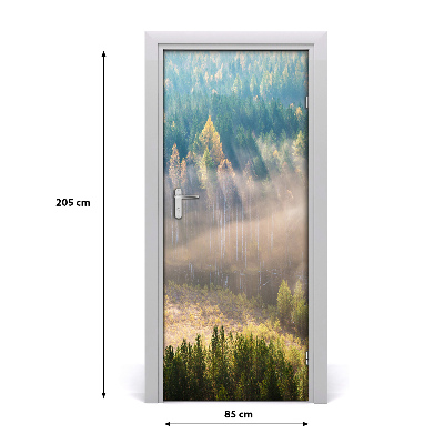 Self-adhesive door sticker Fog over the forest