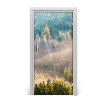 Self-adhesive door sticker Fog over the forest