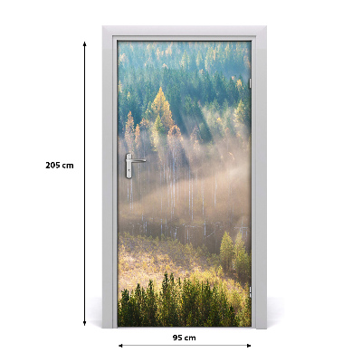 Self-adhesive door sticker Fog over the forest