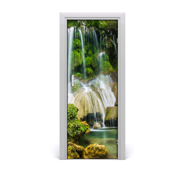 Self-adhesive door sticker Waterfall in the jungle