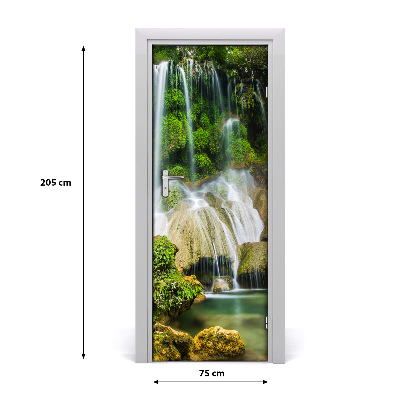 Self-adhesive door sticker Waterfall in the jungle