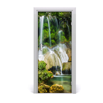 Self-adhesive door sticker Waterfall in the jungle