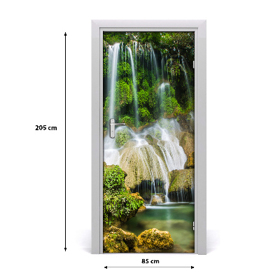 Self-adhesive door sticker Waterfall in the jungle