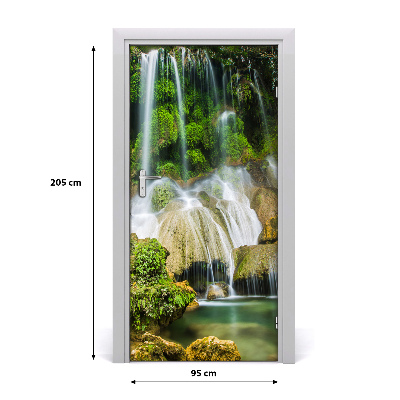 Self-adhesive door sticker Waterfall in the jungle