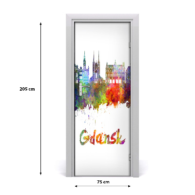 Self-adhesive door wallpaper Colorful gdansk