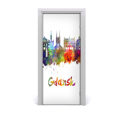 Self-adhesive door wallpaper Colorful gdansk