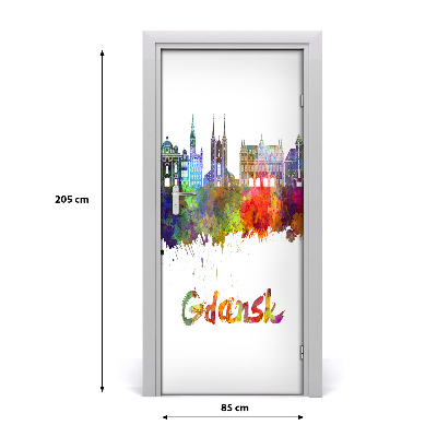 Self-adhesive door wallpaper Colorful gdansk