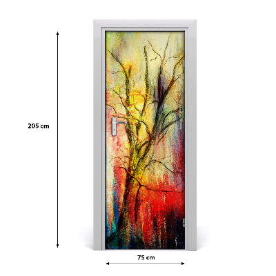 Self-adhesive door sticker Abstract tree