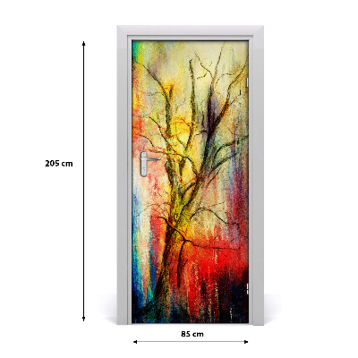 Self-adhesive door sticker Abstract tree