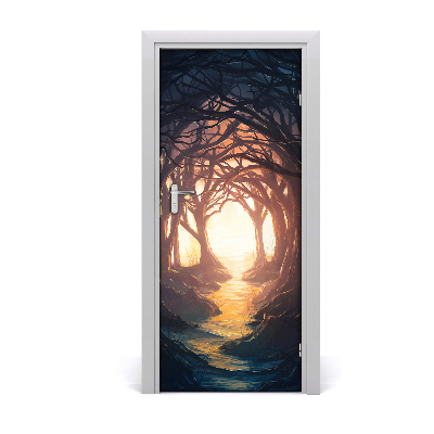 Self-adhesive door wallpaper Dark forest