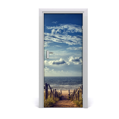 Self-adhesive door sticker Path to the beach