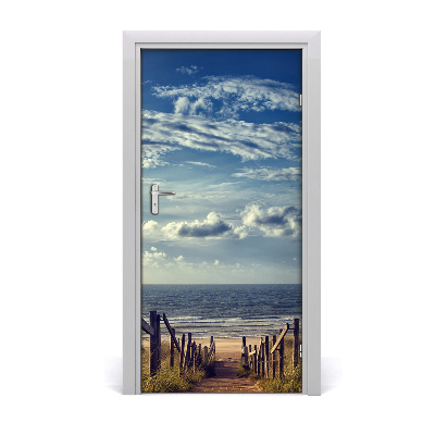 Self-adhesive door sticker Path to the beach