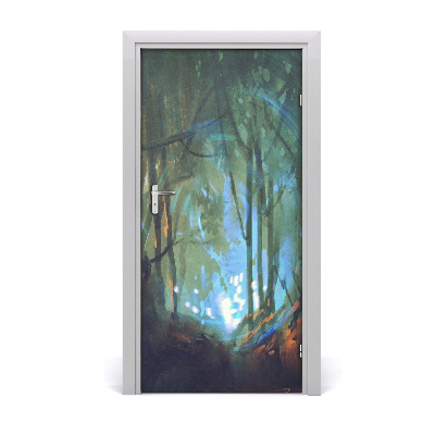 Self-adhesive door sticker Mystical forest