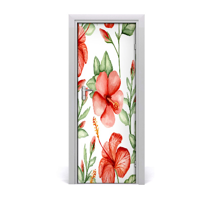 Self-adhesive door veneer Tropical flowers