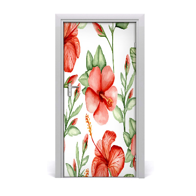 Self-adhesive door veneer Tropical flowers