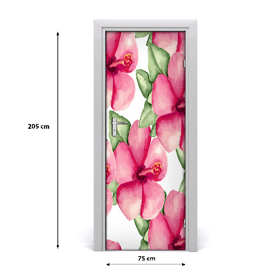 Self-adhesive door veneer Tropical flowers