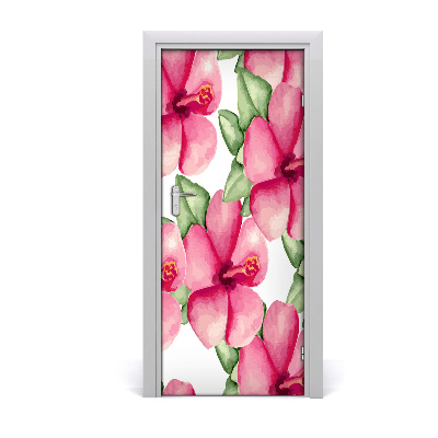 Self-adhesive door veneer Tropical flowers