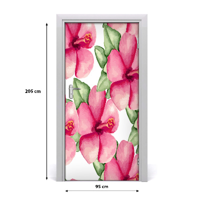 Self-adhesive door veneer Tropical flowers