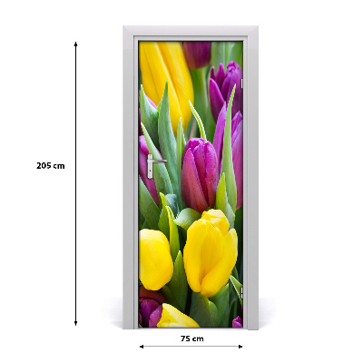 Self-adhesive door sticker Colorful tulips