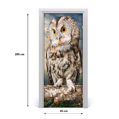 Self-adhesive door sticker Owl on the hill