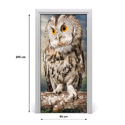 Self-adhesive door sticker Owl on the hill