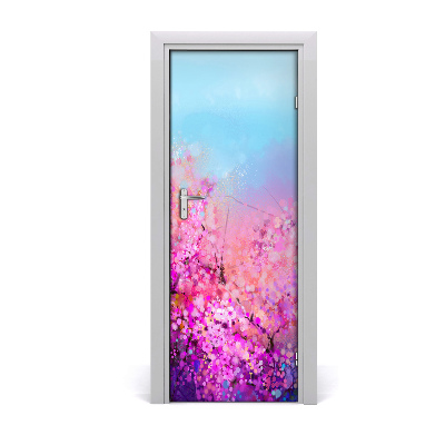 Self-adhesive door sticker Cherry blossoms