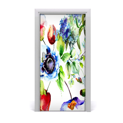 Self-adhesive door veneer Field flowers