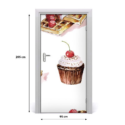 Self-adhesive door sticker Muffins and waffles